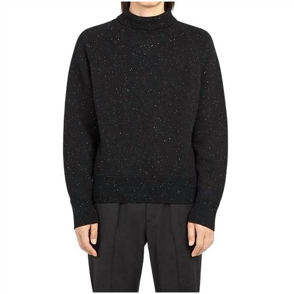 NEW SALVATORE FERRAGAMO tinted sequined turtleneck sweater in black